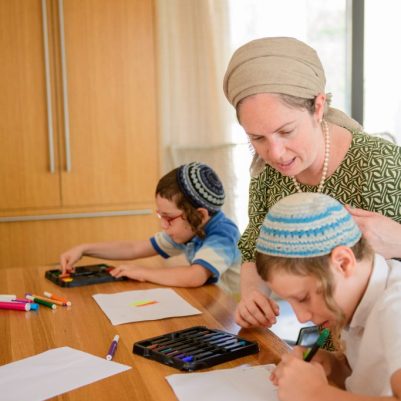 Mother watching sons color 4