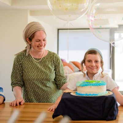 Mother with son on birthday 1