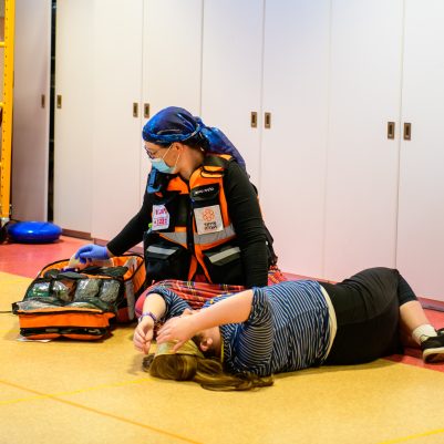 Paramedic with patient