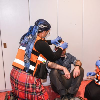 Medics treating patient 2