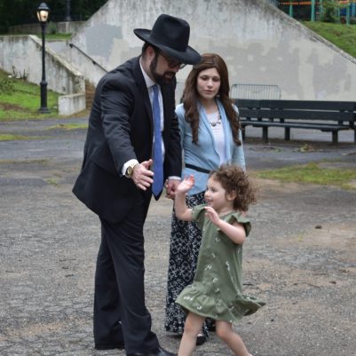 Father and daughter high five