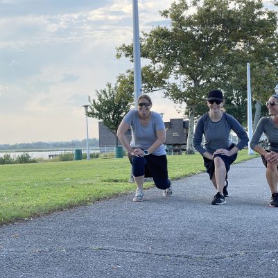 Women working out in park