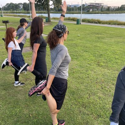 Women exercising in park 3