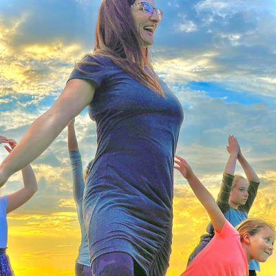 Gym teacher with students