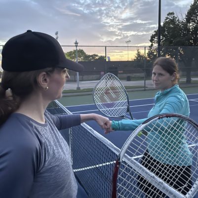 Women playing tennis