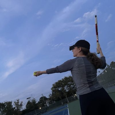 Women playing tennis