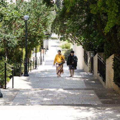 Women walking and talking 1