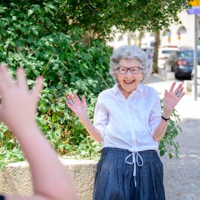 Grandmother and granddaughter playing 1