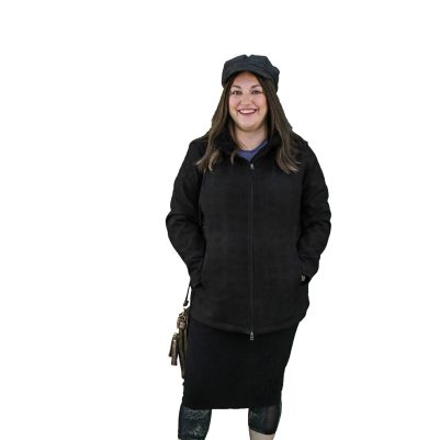 Smiling woman wearing hat and coat