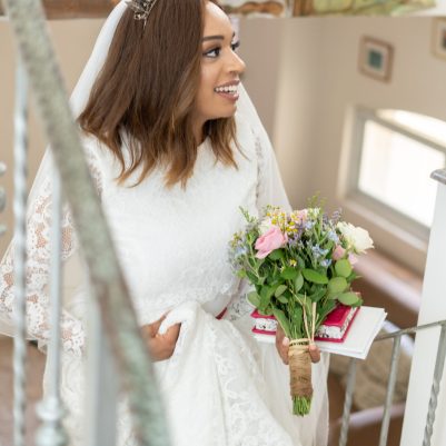 Bride holding flowers