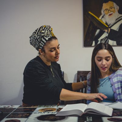 Mother and daughter learning 1