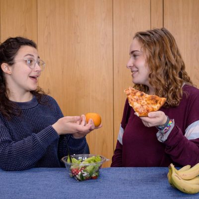 Two young women eating lunch 1