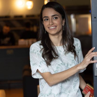Woman standing in doorway