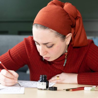 Woman writing with fountain pen 2