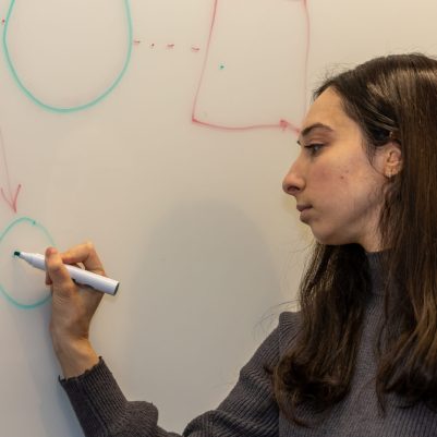 Woman drawing on whiteboard 3