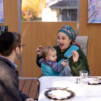 Couple talking in Sukkah 2