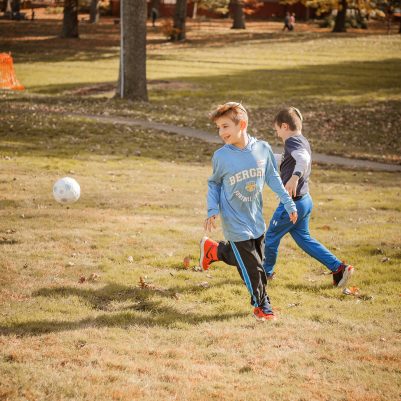 Boys playing soccer