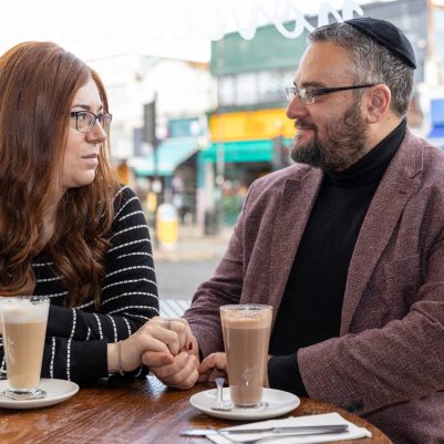 Couple talking at coffeeshop 1