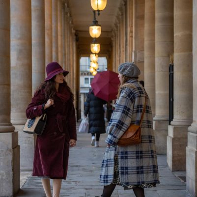 Two women walking outside la comedie francaise 4
