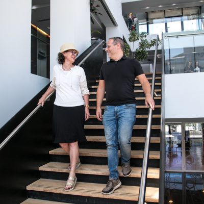 Couple walking down stairs 7