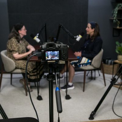 Women recording podcast 2