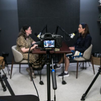 Women recording podcast 3