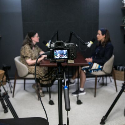 Women recording podcast 3