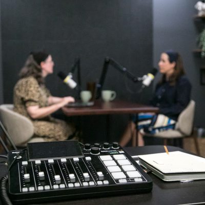Women recording podcast 4