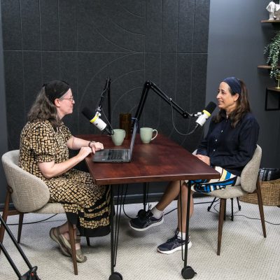 Women recording podcast 6