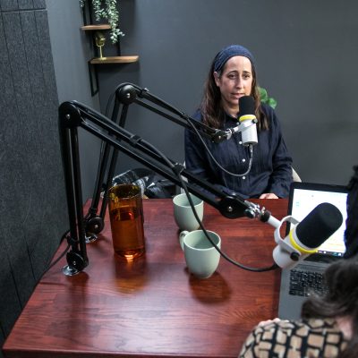 Women recording podcast 9